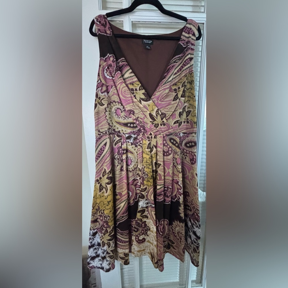 Spense Paisley V-Neck Dress-Size 20